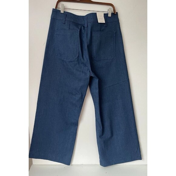 Zara The ZW Patch Pocket Wide Leg Jeans NWT Size US14 High Rise 34" Waist 31" In - Picture 4 of 9